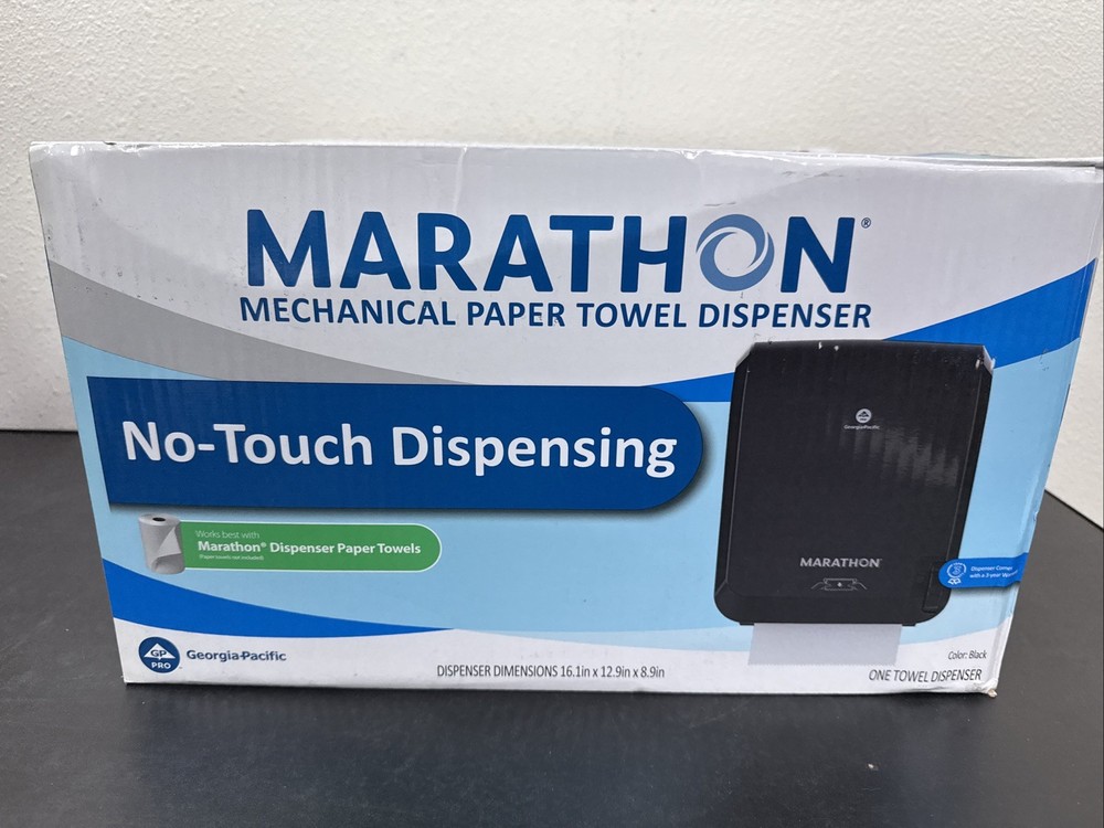 Marathon Mechanical No Touch Paper Towel Dispenser, Black