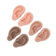 3 Pairs Silicone Ear Model Soft Flexible Ears 3 Colors Artificial Reusable For