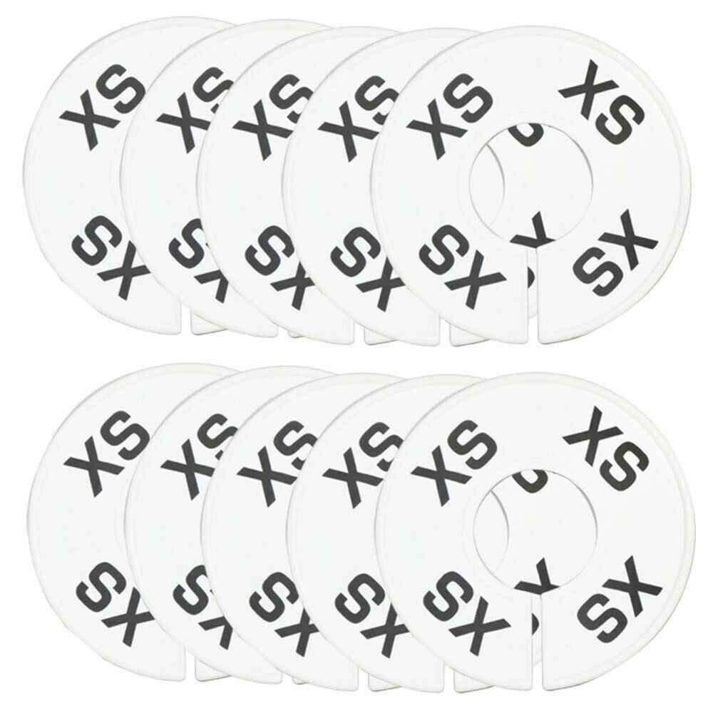 10 PC Rack Divider Size XS X-SMALL White Round Ring Sizing Hanger Retail Label