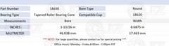 [2-Pack] 18690 Tapered Roller Bearing Cone 1-13/16″ (Bore) x 0.6875″ (Width)