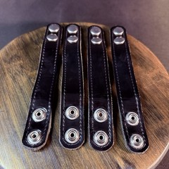 Duty Belt Keeper High Gloss Black Leather Nickel Double Snaps 7.25” (Lot of 4)