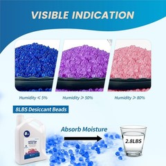 2 LBS Blue to Pink Indicating Silica Gel Beads, Reusable Silica Gel Desiccant…