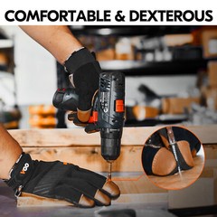 Vgo1Pair Safety Leather Mechanics Gloves,Anti-Vibration,Water Resistant(CA9765WP