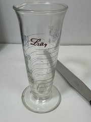 Eli Lilly 30mL/1oz Footed Graduated Beaker + Pharmacy Spatula Set, Boxed VTG