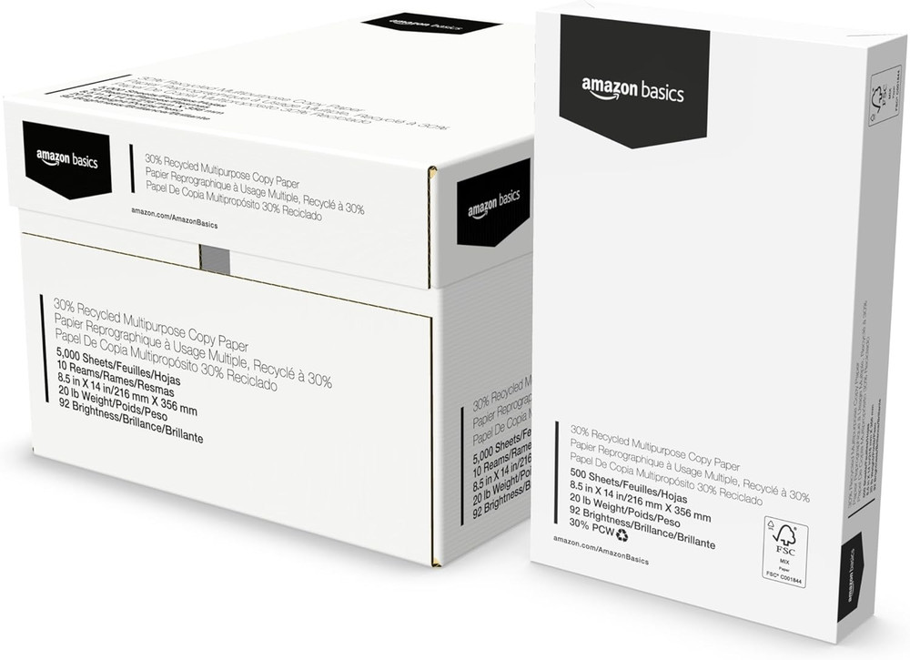 30% Recycled Multipurpose Copy & Print Paper, 8.5 X 14 In, 20 Lb Weight, 92 Brig