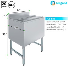 19 in. x 24 in. Stainless Steel Ice Bin With 7-circuit Cast Aluminum Cold Plate