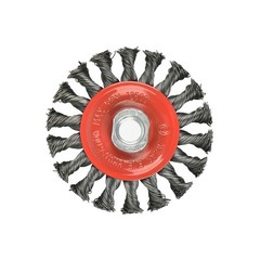 AAIN 4″ Twist Knotted Wire Cup Wheel Brush for Grinders, 5/8″-11 Threaded Arbor