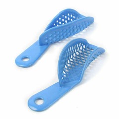 2Pcs/10Pcs Dental Autoclavable Plastic-Steel Impression Trays Blue Denture Model