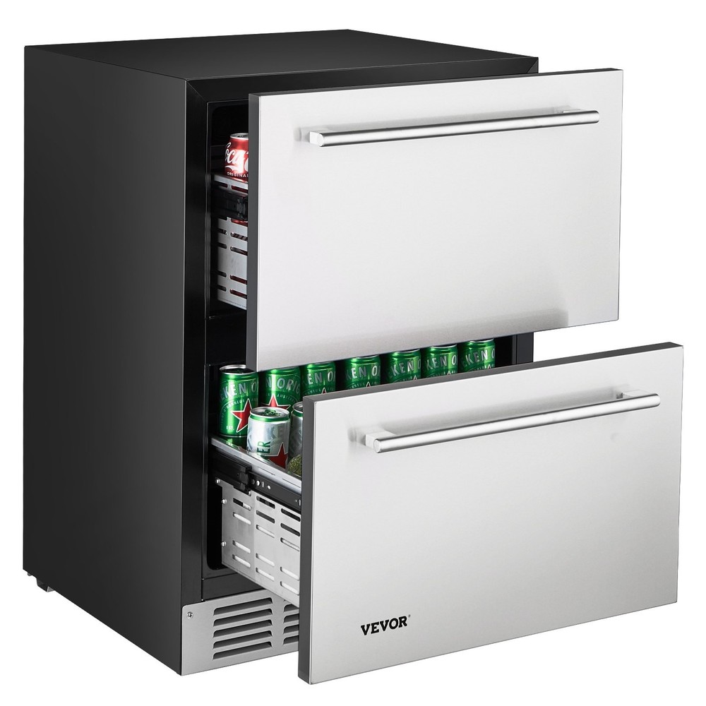 VEVOR 24 Inches Drawer Refrigerator Stainless Steel Dual Drawer Fridge for Home