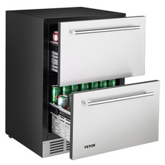VEVOR 24 Inches Drawer Refrigerator Stainless Steel Dual Drawer Fridge for Home