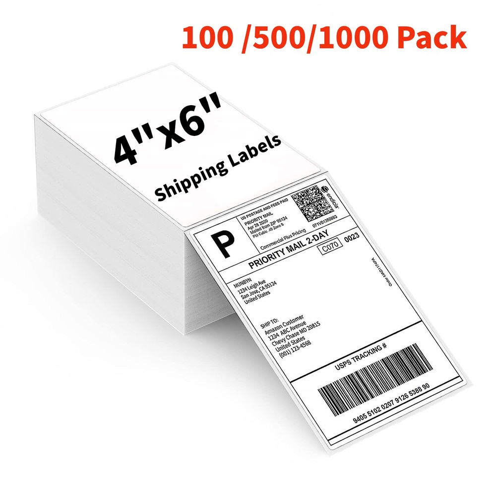4″x6″Fanfold Direct Thermal Shipping Labels for Zebra & Rollo Printer white US