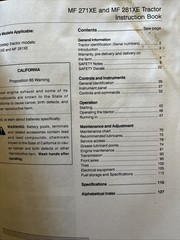 Massey Ferguson MF 271XE and MF 281XE Tractor Instruction Book