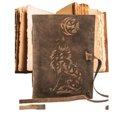 Leather Journal-Handmade Wolf Embossed Diary 5×7 Unlined 200 Pages Notebook B1G1