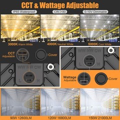 150W LED UFO High Bay Lights 3000K/4000K/5000K Adjustable Commercial Shop Lights