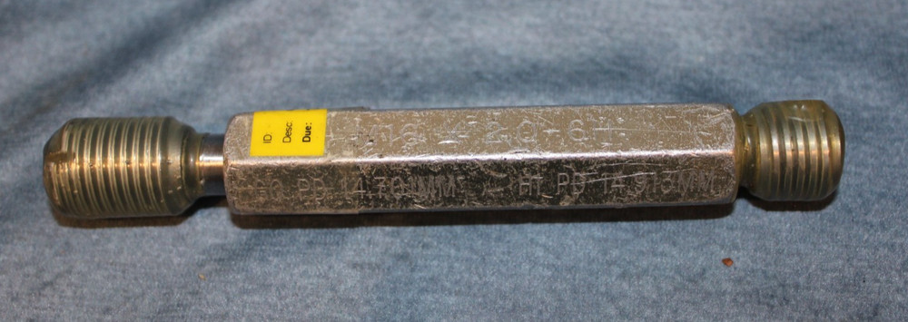 GSG M16 X 2.0 6H THREAD PLUG GAGE GO = 14.701 mm, No Go = 14.913 mm