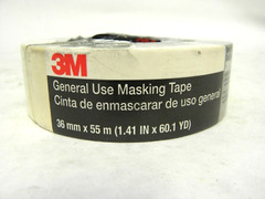 1 Roll- 3M 64747 201 General Use Masking Tape Roll Tan (1-1/2″) 36MM x 55 Meters