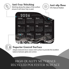 Aoryalps 2026 Calendar Mouse Pad, 1L x 1W inches, Desk Pad-Black