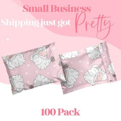 100 PCS 10×13 Inch Christmas Holiday Poly Mailer Pink Santa Shipping Bags