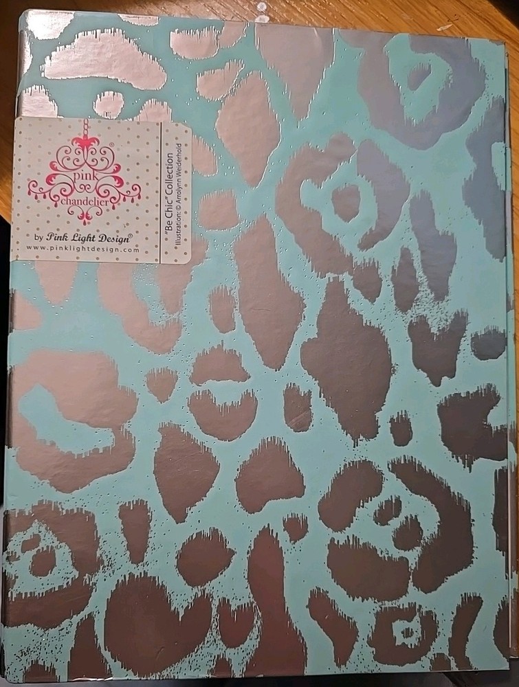 Blue Silver Leopard Print 1″ Binder 7 X 9 Pink & Chandelier Pink Light Design