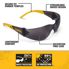 6 PR DeWalt DPG54-2D PROTECTOR SMOKE Safety Glasses ANSI Z87+ Work Sunglasses