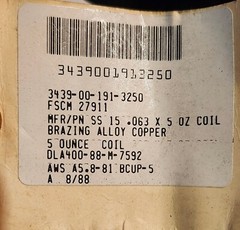 15% Silver Copper Brazing Alloy Coil AWS A5.8-81 BCUP-5 .063″ 25oz 5-PACK BUNDLE
