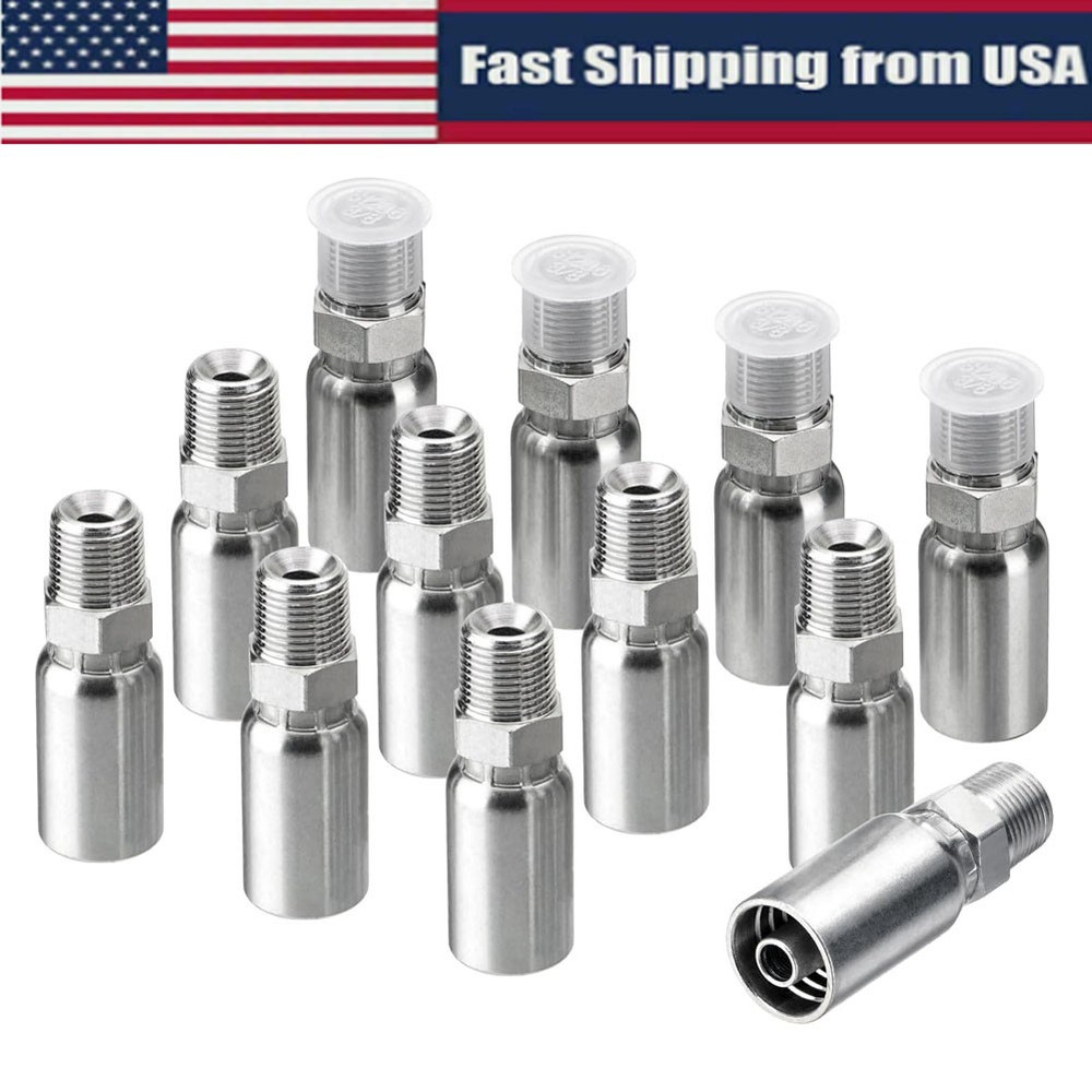 3/8″ I.D. Hose x 3/8″ NPTF Male W/ Cover Hydraulic Hose End Crimp Fittings 12 x
