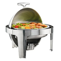 VEVOR 2-Pack Round Roll Top Chafing Dish Set with Full-Size 6Qt Pan Fuel Holder