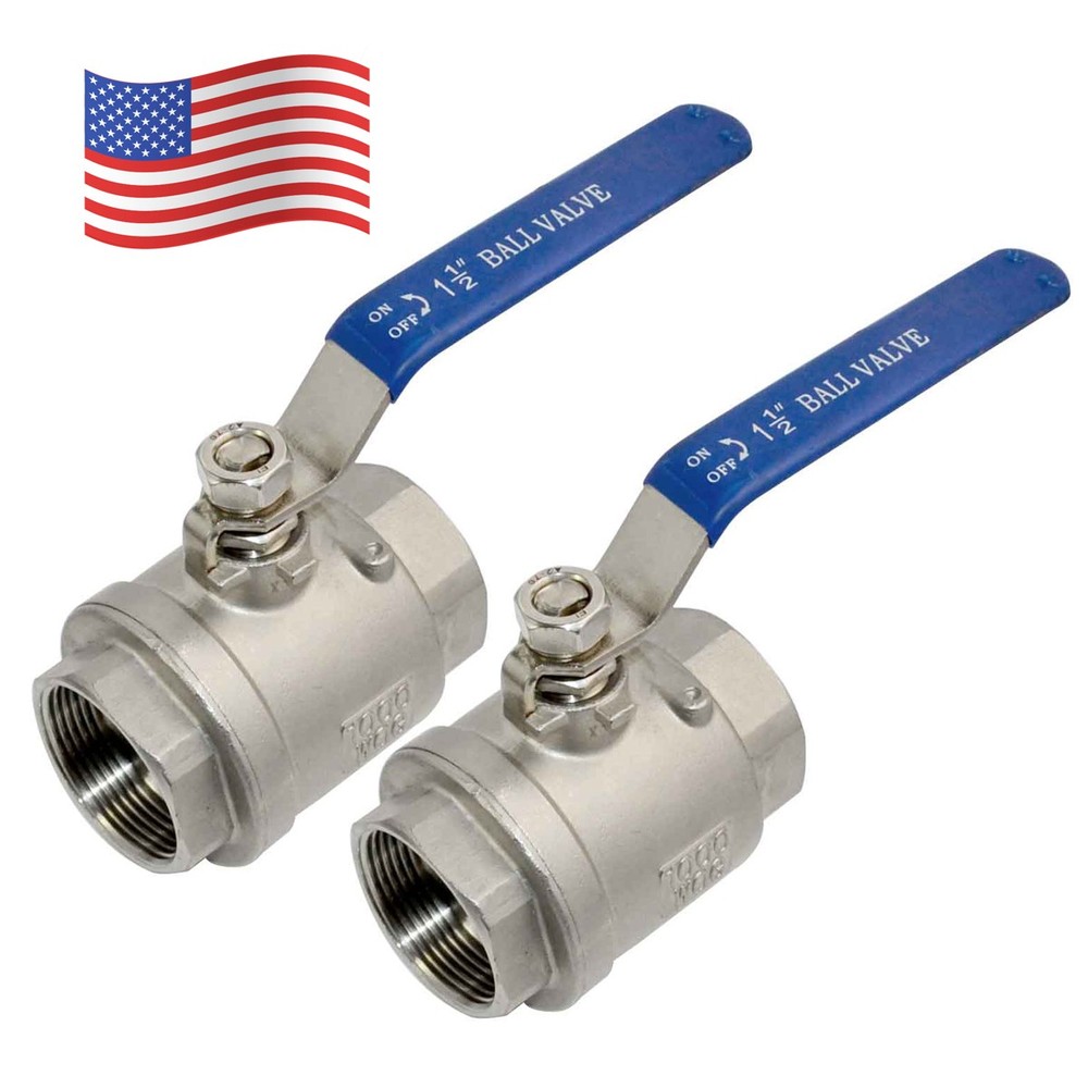 2PACK US STOCK 1-1/2 inch 1.5″ Ball Valve,316 Stainless Steel Full Port,2-Piece