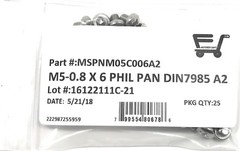 (25) M5-0.8 x 6 Stainless Steel Phillips Pan Head Machine Screw DIN7985 A2 M5x6