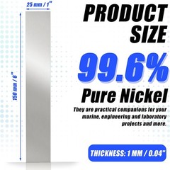 Pure Nickel Sheet 99.6% Nickel Anode Sheet 0.04 x 1 x 6 Inches for Nickel