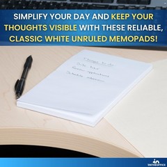 5×8 Memo Pads – Unruled White Scratch Pads, 100 Sheets Each, 12 Pack, Office Sup