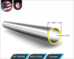 5/8″ Round Metal Tube – Mild Steel – 16 gauge – ERW – 48″ Long (4-ft) 