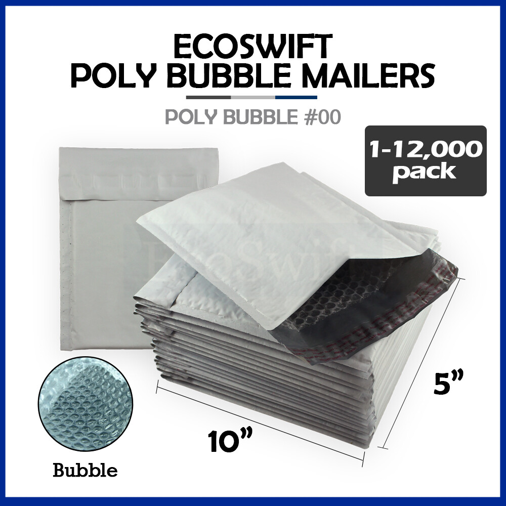 1-12000 #00 5×10 “EcoSwift” Poly Bubble Mailers Padded Envelope Bags 5″ x 10″