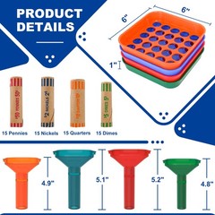 Coin Sorter Trays, Counter Tubes & 60 Assorted Coin Wrapper Rolls