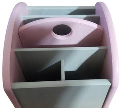 Cottage Core Pink Green Rotating Desk Organizer Handpainted Decoupage Wood Art