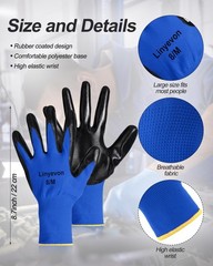 Maxcheck PU Coated Gloves Bulk, Reusable Rubber Safety Gloves for Men Women W…