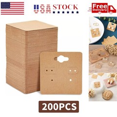 200 Pack Earring Display Cards Holder for Selling Jewelry Ear Studs Kraft 2″x2″