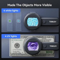 TOMLOV 100X Coin Microscope Portable Digital Microscope Illuminate Jeweler Loupe