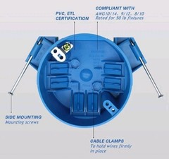 20 cu. in. 1-Gang New Work Round Ceiling Electrical Box,Nail-On, PVC, Pack Of 3