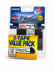 Brother P-touch TZe-2312PK 1/2″ Black on White Laminated Label Tape 2-Pack