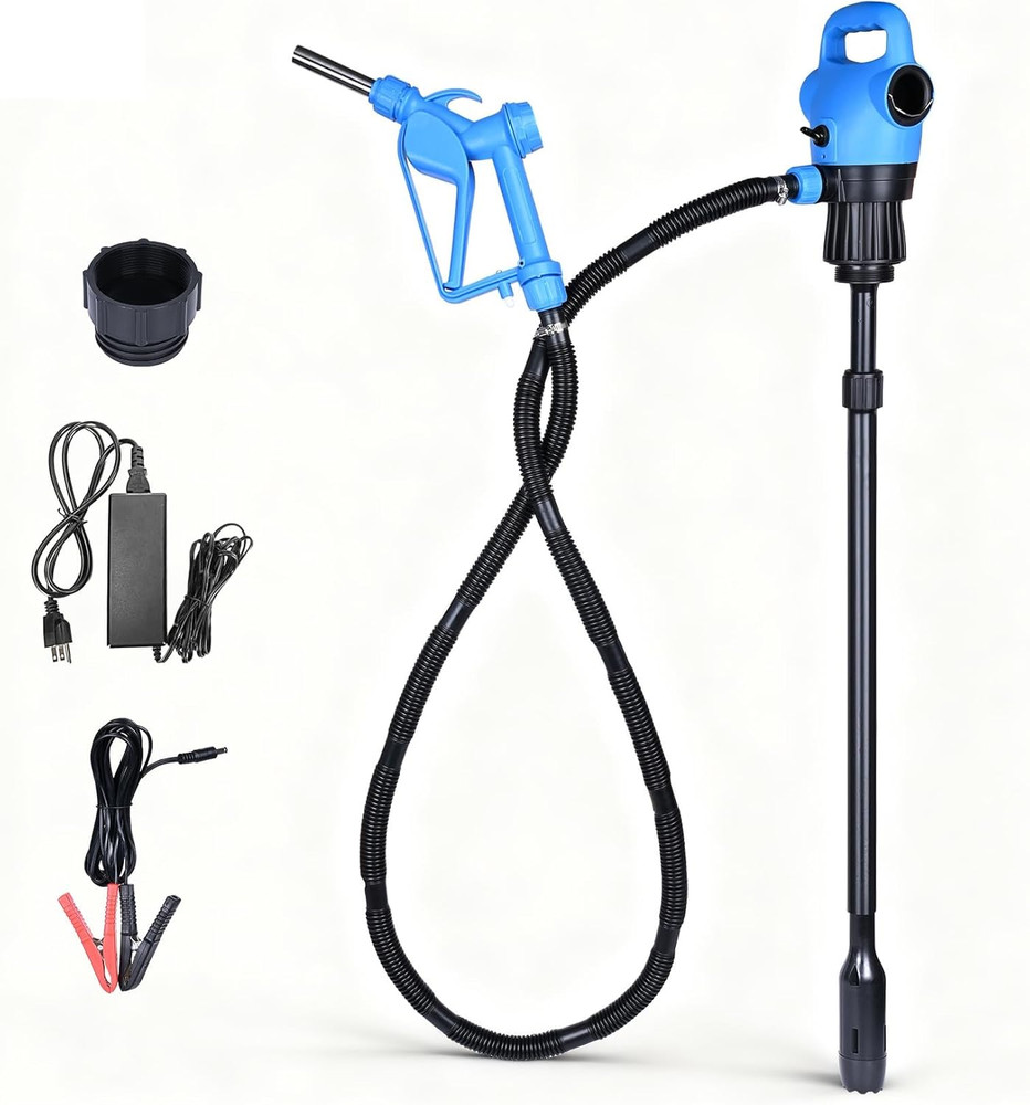 Electric Drum Barrel Pump, 110V-240V AC/ 12V DC Power, 55 Gallon Electric Transf