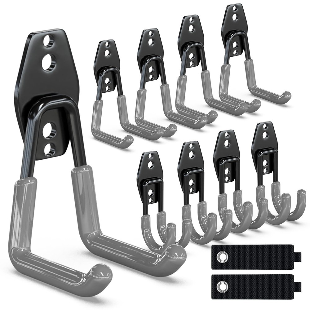 3-H Garage Wall Hooks 10 Pack, Heavy Duty Garage Hooks with Extra Welding Spo…