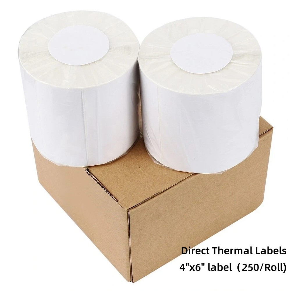 Direct Thermal Shipping Labels 250/roll 4×6 For Zebra 2844 ZP450 Eltron 2 Roll