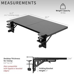 VIVO Black Clamp-on 24″ x 12″ Desk Extension, Accessory Platform, Keyboard Tray
