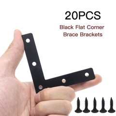 20pcs Black L Flat Shape Braces Corner Bracket, 80×80 mm Decorative Corner Brack