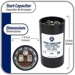 Appli Parts CON-230-250 Motor Start Capacitor 233-280 MFD uF, 250 VAC. Universal