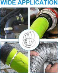 Hose Clamp Set – 5PCS 10 inch 304 Stainless Steel Worm Gear 10”-5PCS, Silver