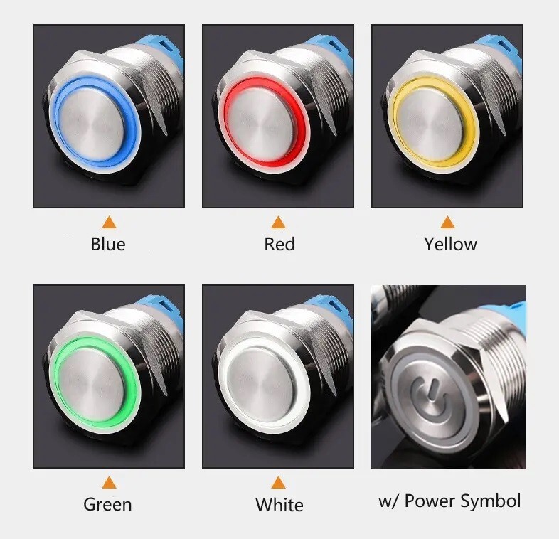 22mm 12V LED ON OFF Push Button Power Switch Latching/Momentary with Wire Socket