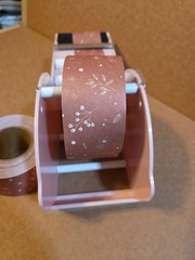 Desktop Water Activated Tape Dispenser With 2 Rolls Of Paper Tape Pink