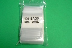 100 3×4 White Block Bags 2mil Reclosable Poly Writeable 3″ x 4″ Squeeze Top Lock